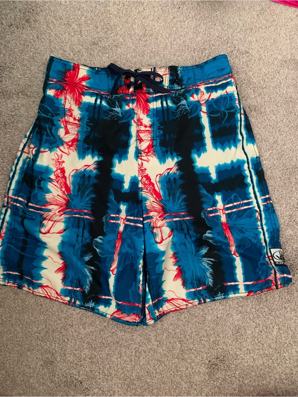 Body Glove Teal, Red & White Tropical Swim Trunks